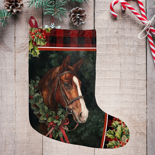 Chestnut Horse Christmas Stocking, Equestrian Gift