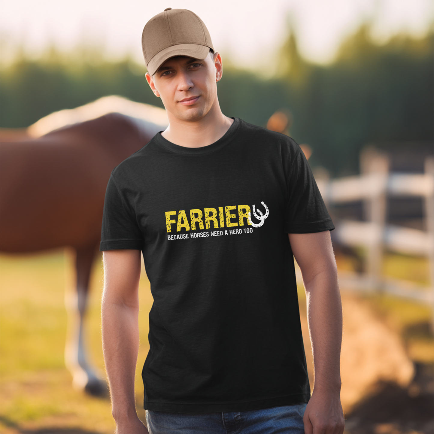 Farrier T-shirt, Farrier Horse Hero Tee, Horseshoer Work Shirt Tee