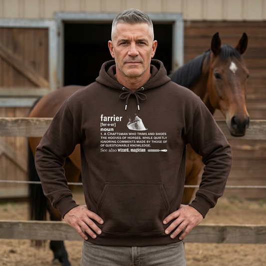 Farrier Definition Hoodie – Funny Horseshoer Gift for Farriers & Equestrians