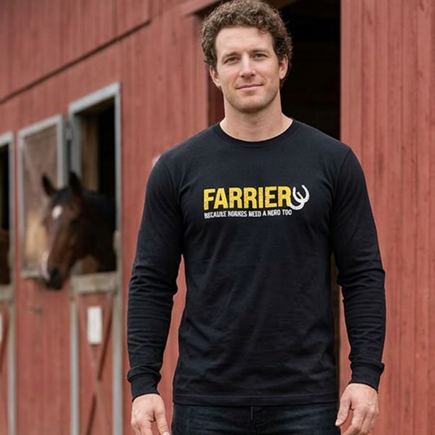 Farrier Long Sleeve Tee — "Because Horses Need a Hero Too"