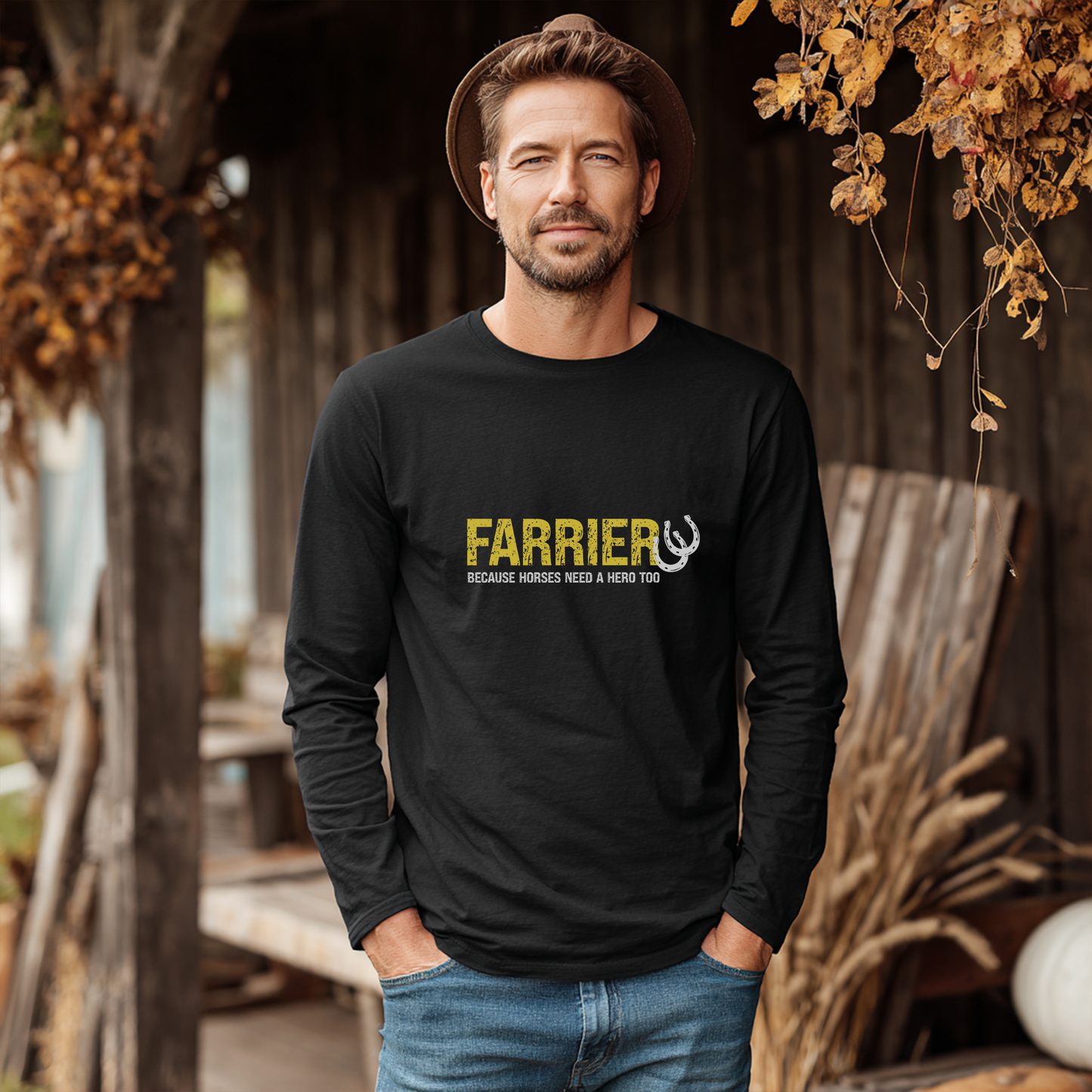 Farrier Long Sleeve Tee — "Because Horses Need a Hero Too"