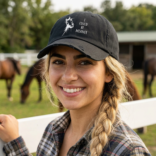 Funny Ornery Mare Hat - "I Could Be Meaner" Horse Lover