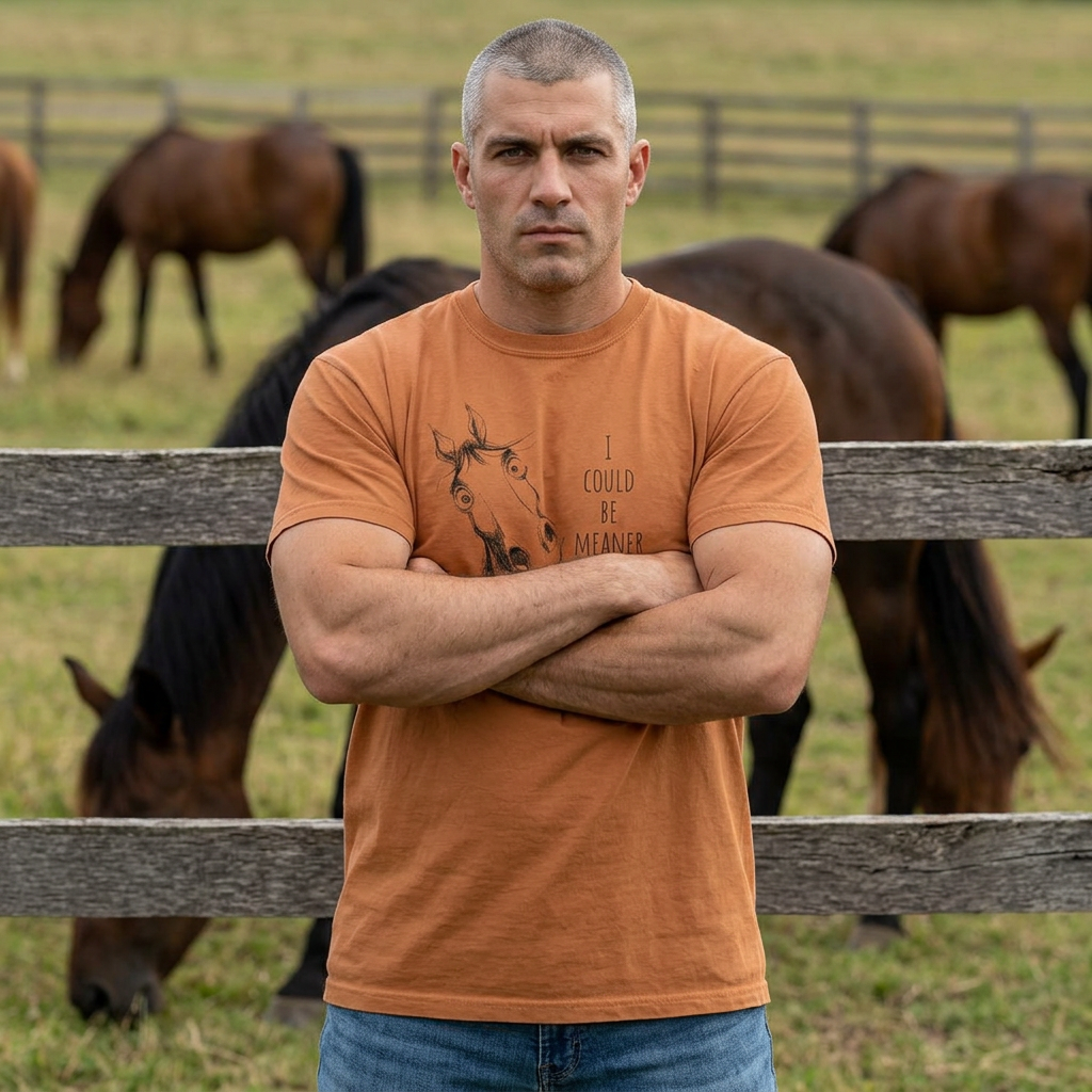 Funny Ornery Horse Cotton T-shirt - "I Could Be Meaner" Horse Lover Tee