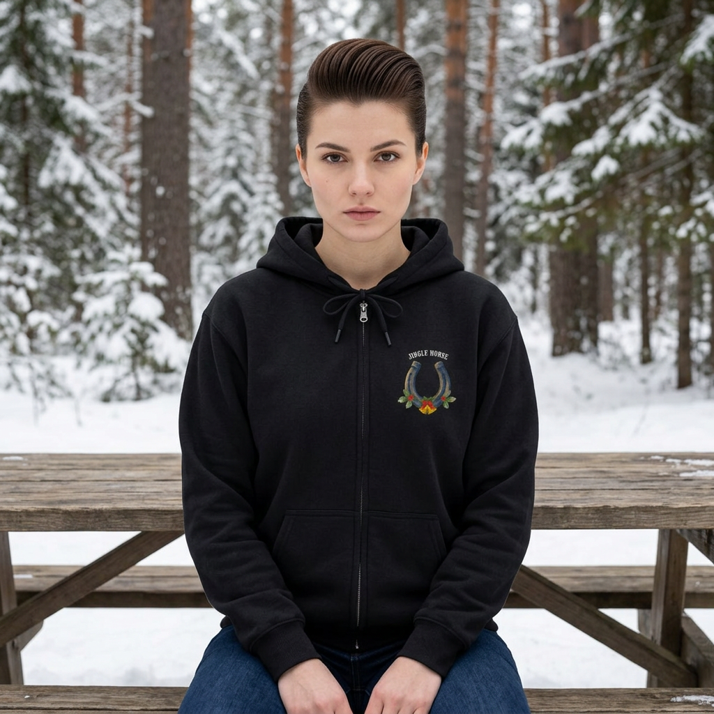 Jingle Horse Christmas Full-Zip Hoodie – Draft Horse Holiday Sweatshirt