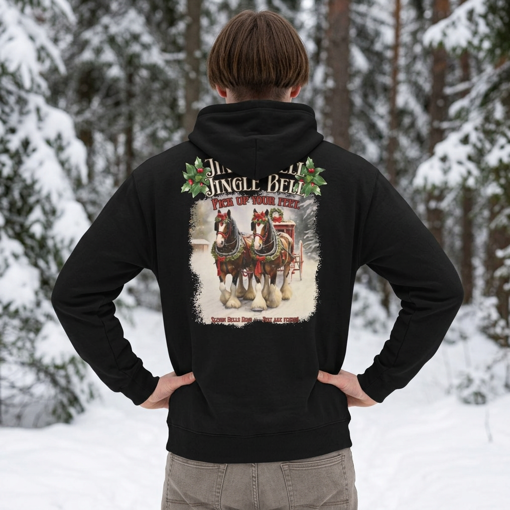 Jingle Horse Christmas Full-Zip Hoodie – Draft Horse Holiday Sweatshirt