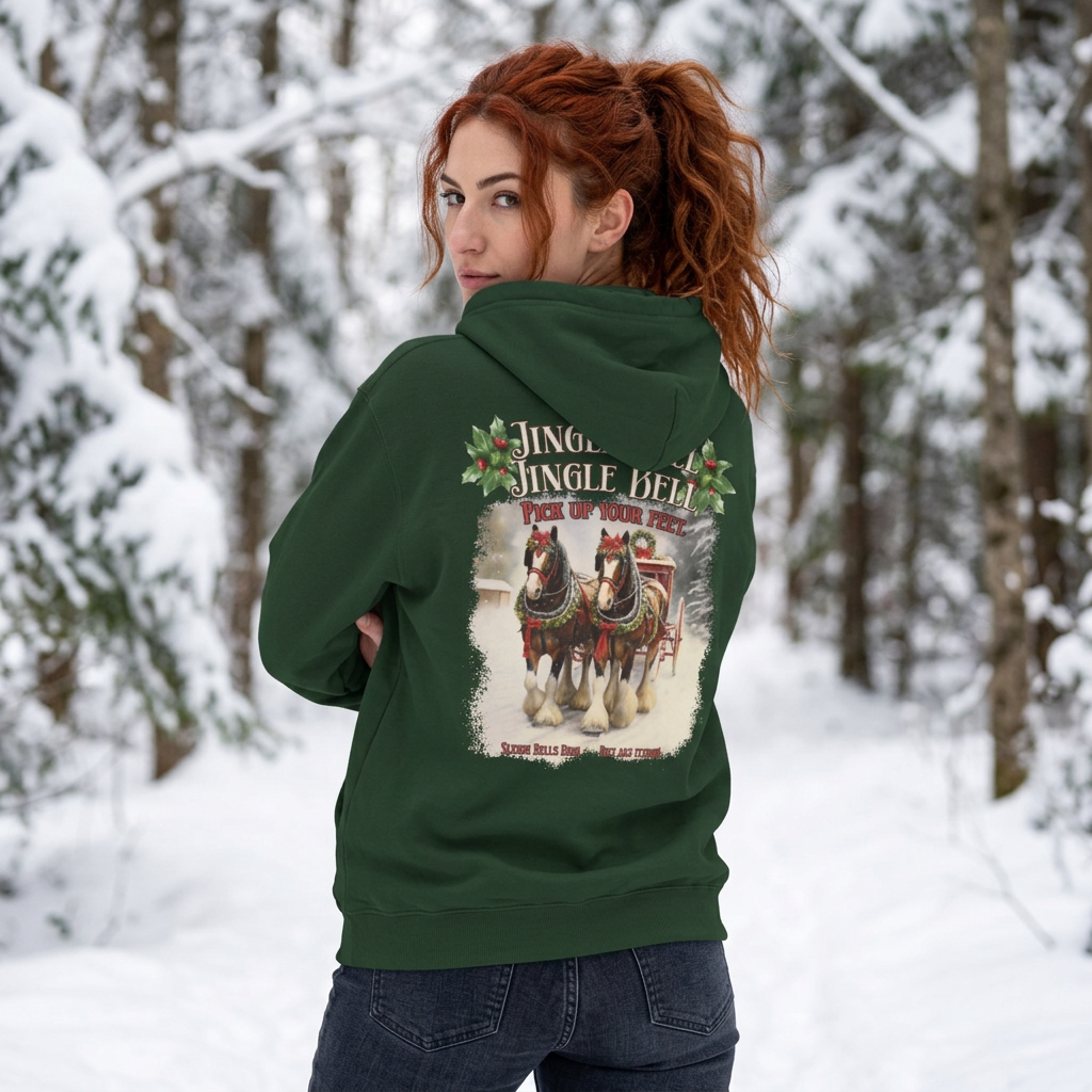 Jingle Horse Christmas Full-Zip Hoodie – Draft Horse Holiday Sweatshirt