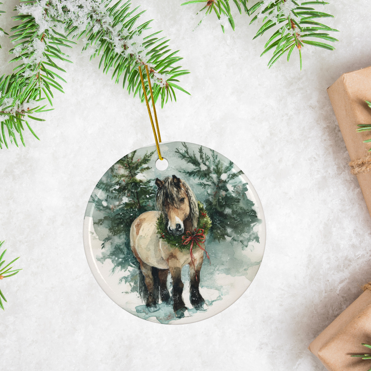 Personalized Fjord Horse Christmas Ornament