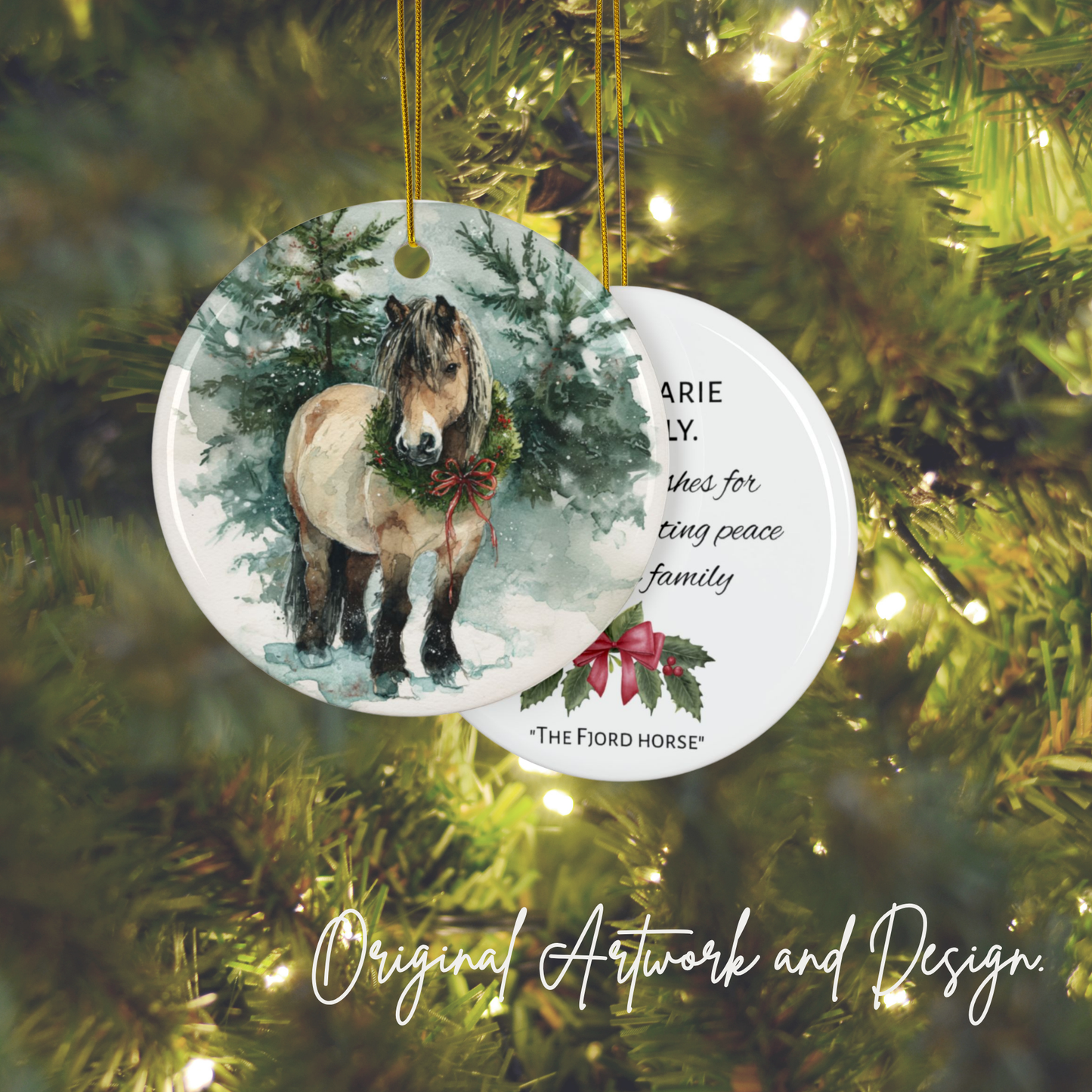 Personalized Fjord Horse Christmas Ornament