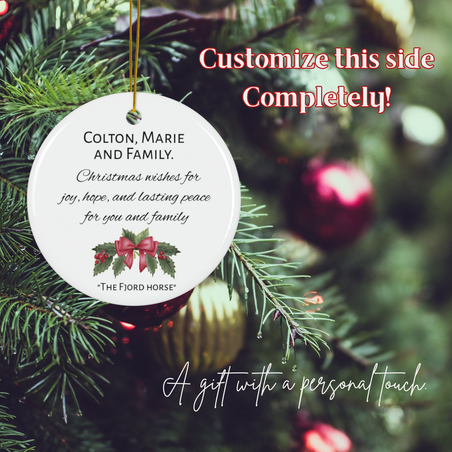 Personalized Fjord Horse Christmas Ornament