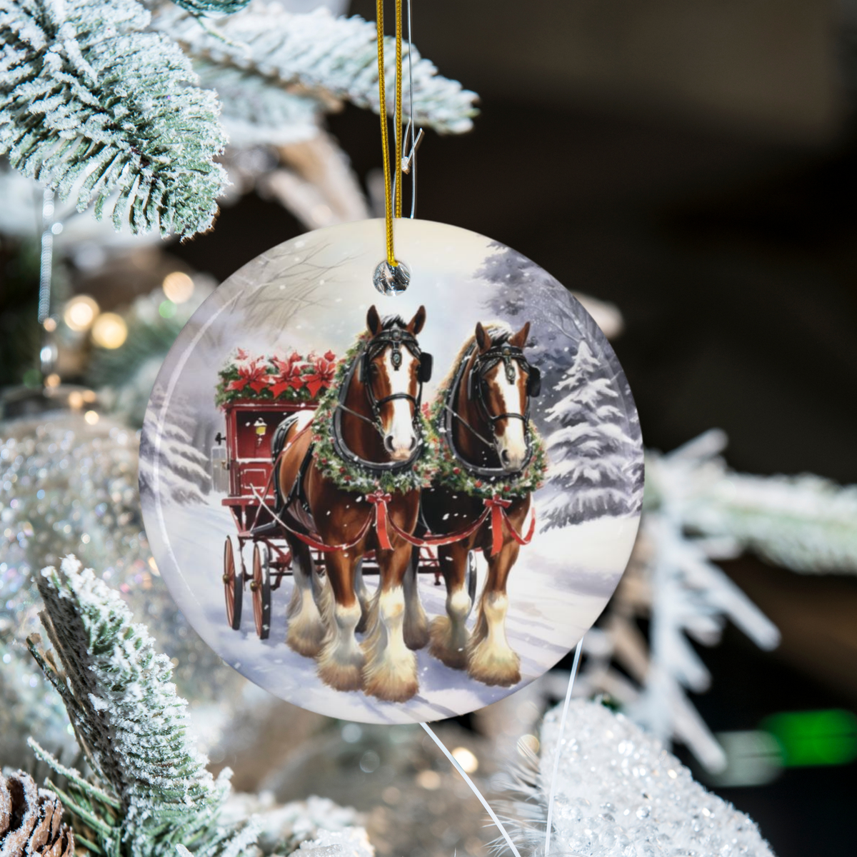 Personalized Clydesdale Horse Christmas Ornament