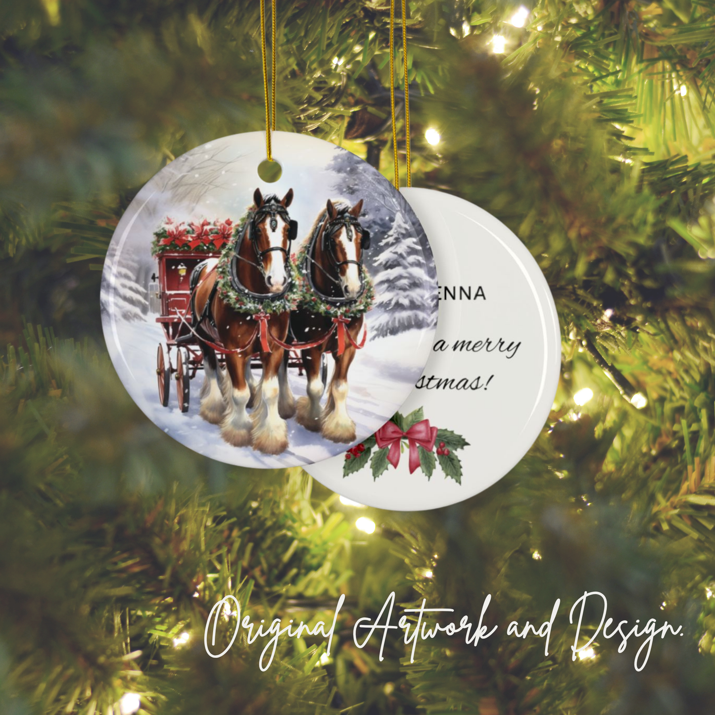 Personalized Clydesdale Horse Christmas Ornament