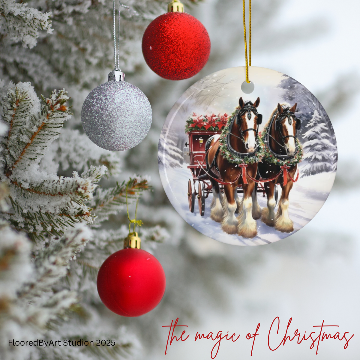 Personalized Clydesdale Horse Christmas Ornament