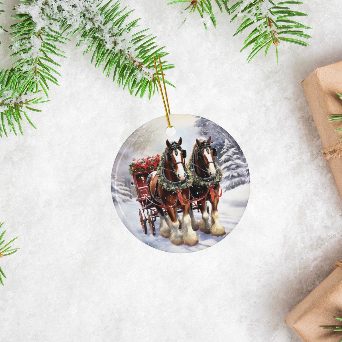 Personalized Clydesdale Horse Christmas Ornament