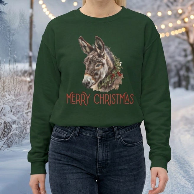 Donkey Christmas Sweatshirt – Merry Christmas Donkey