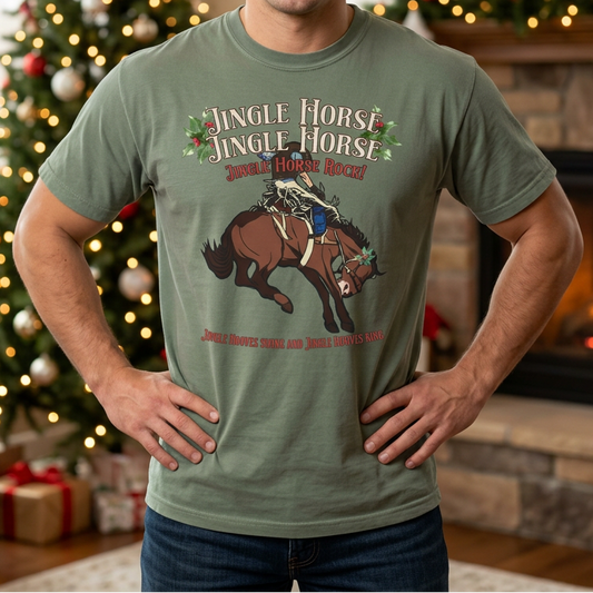 Jingle Horse, Jingle Horse, Jingle Horse Rock - Comfort Colors Christmas Tshirt
