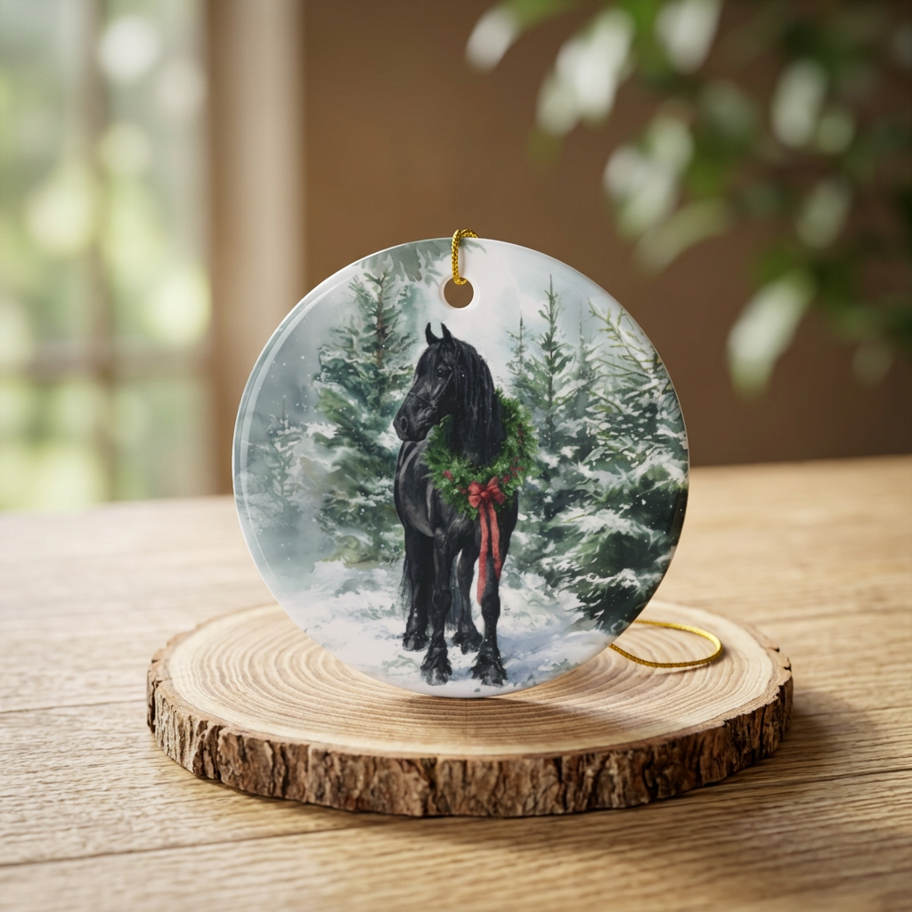 Personalized Friesian Horse Christmas Ornament