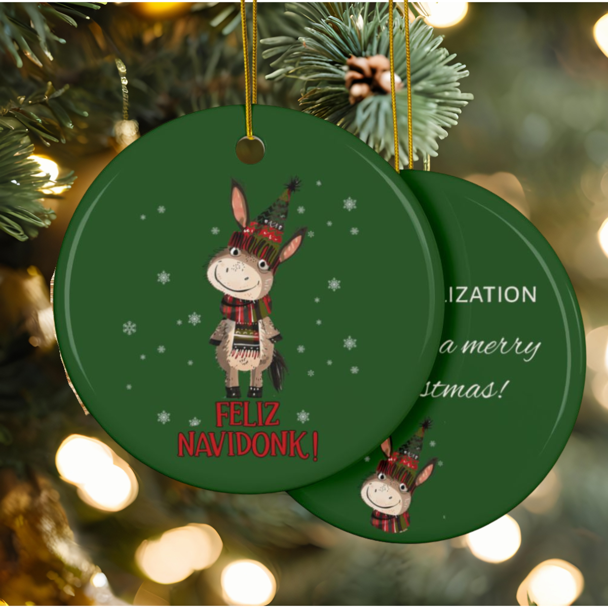 Whimsical Donkey Ornament Personalized - Christmas Ornament