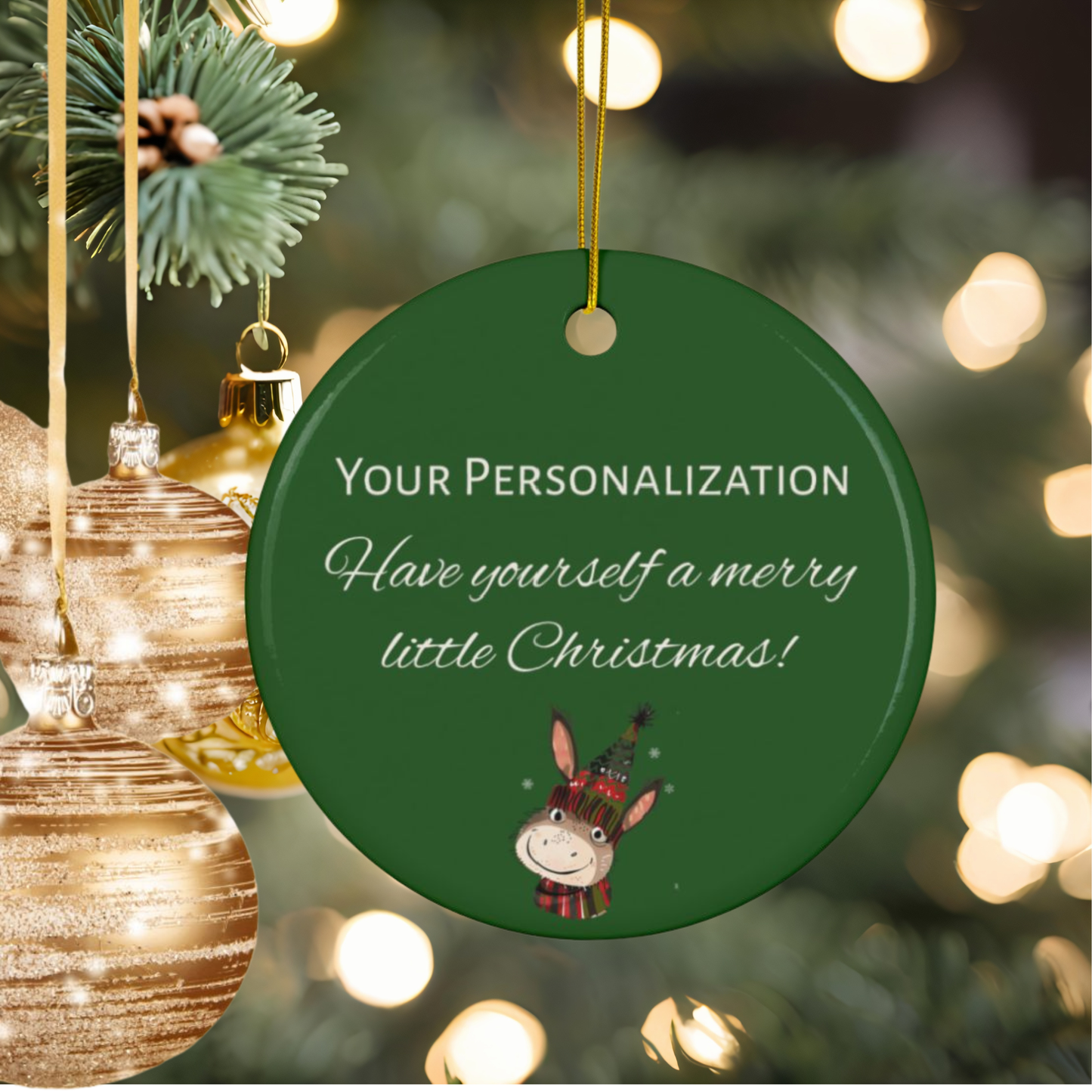 Whimsical Donkey Ornament Personalized - Christmas Ornament