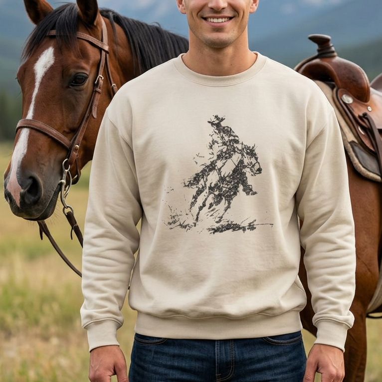 Horse & Rider Art Shirt– Equestrian Sketch Sweatshirt