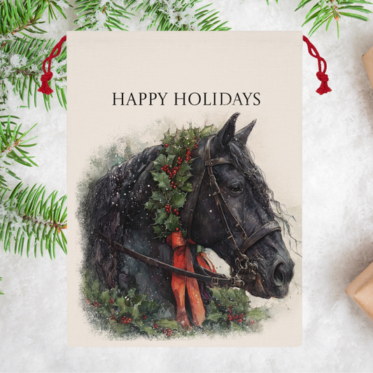 Friesian Horse Christmas Gift Bag – Large Holiday Santa Sack