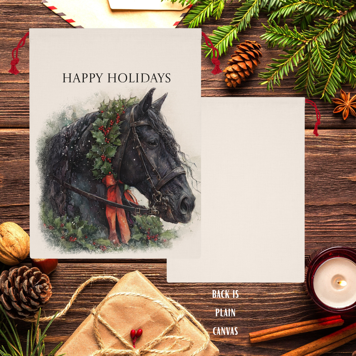 Friesian Horse Christmas Gift Bag – Large Holiday Santa Sack