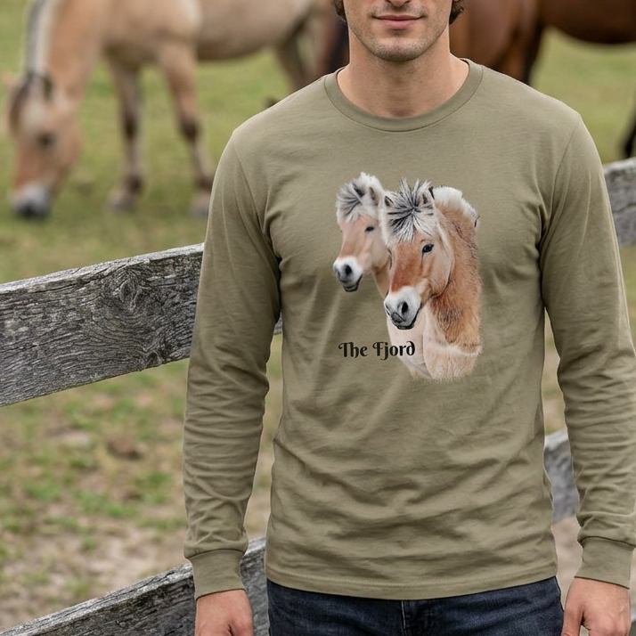 Fjord Horse Portrait Long Sleeve Shirt | Fjord Horses Illustration