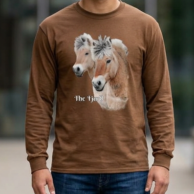 Fjord Horse Long Sleeve Shirt, Oversized Heavyweight Cotton Equestrian Tee