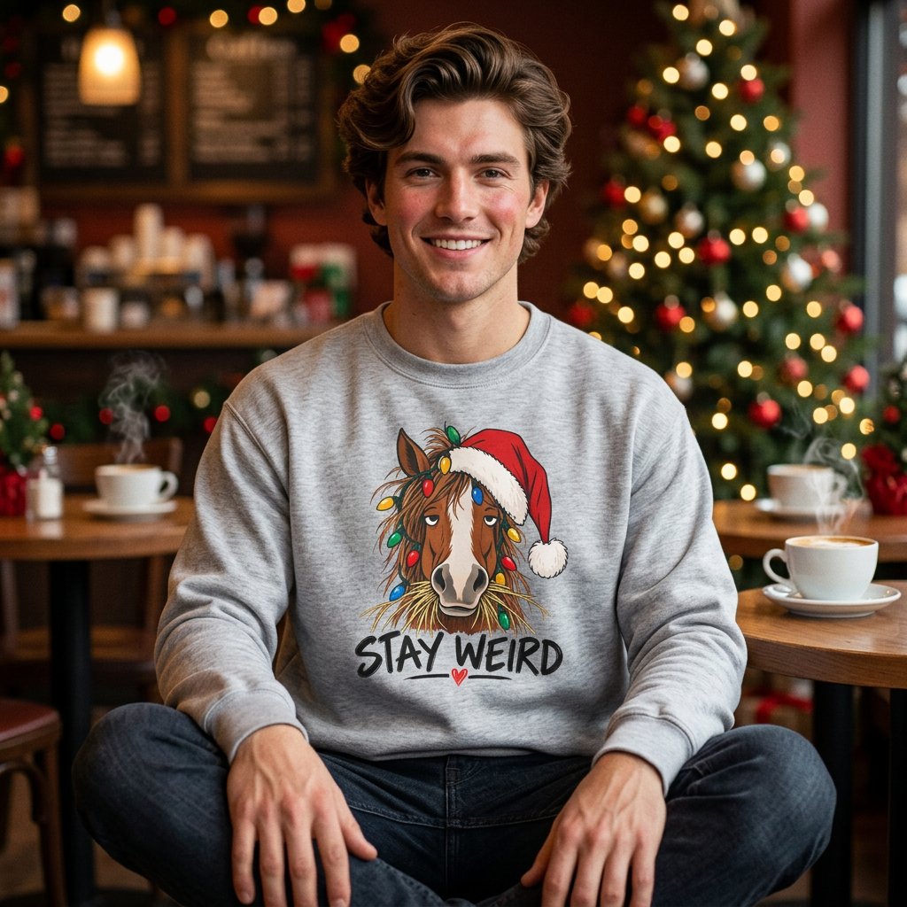 Stay Weird Horse Christmas Sweatshirt - Funny Horse Holiday Shirt