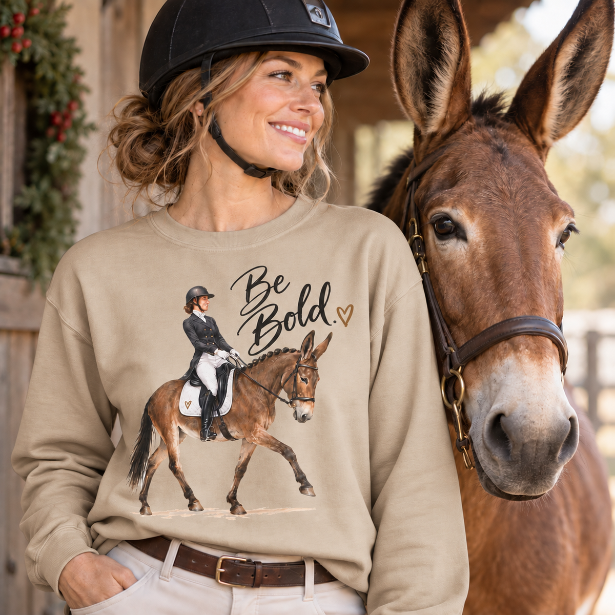 Mule Equestrian Sweatshirt – Be Bold Dressage Rider Crewneck