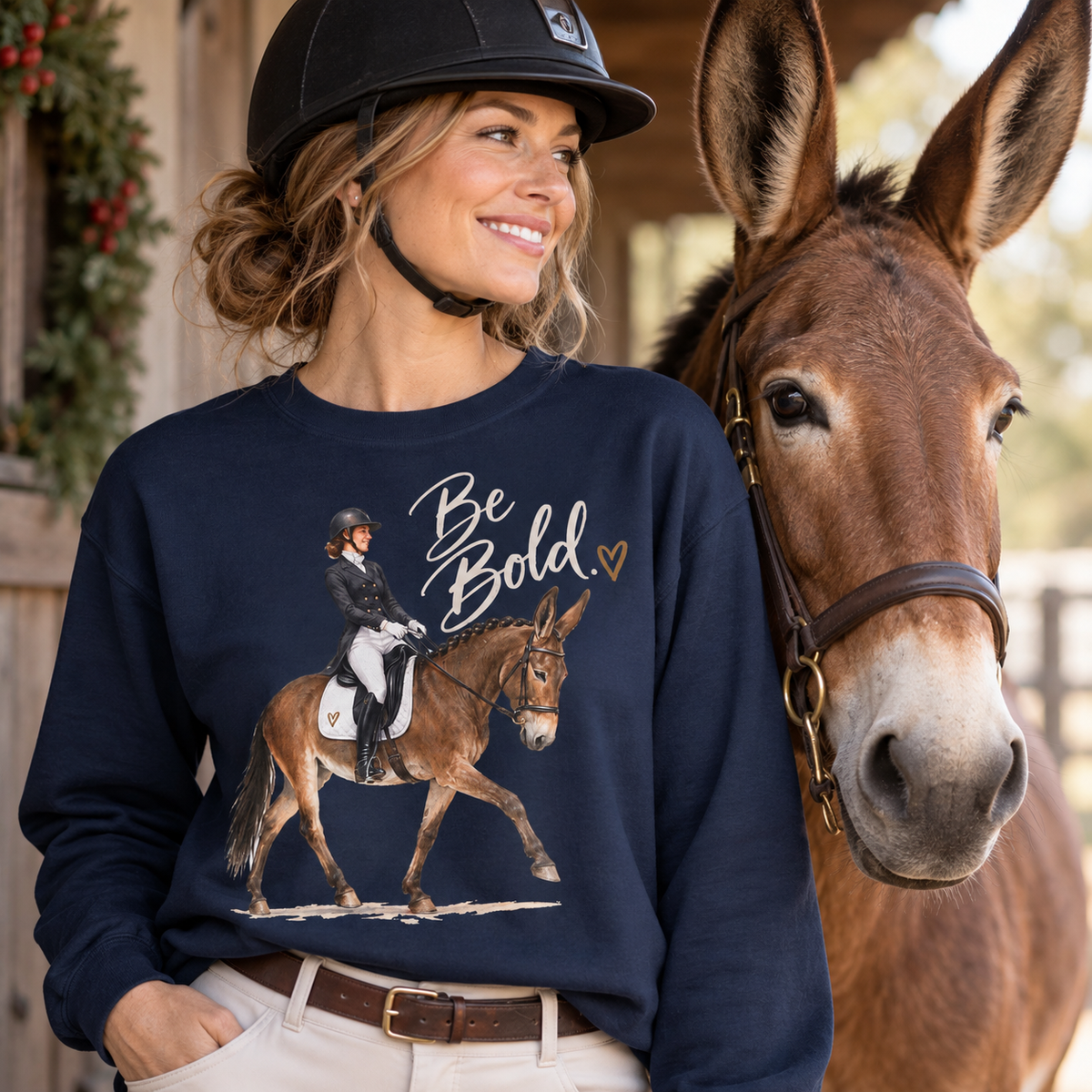 Mule Equestrian Sweatshirt – Be Bold Dressage Rider Crewneck