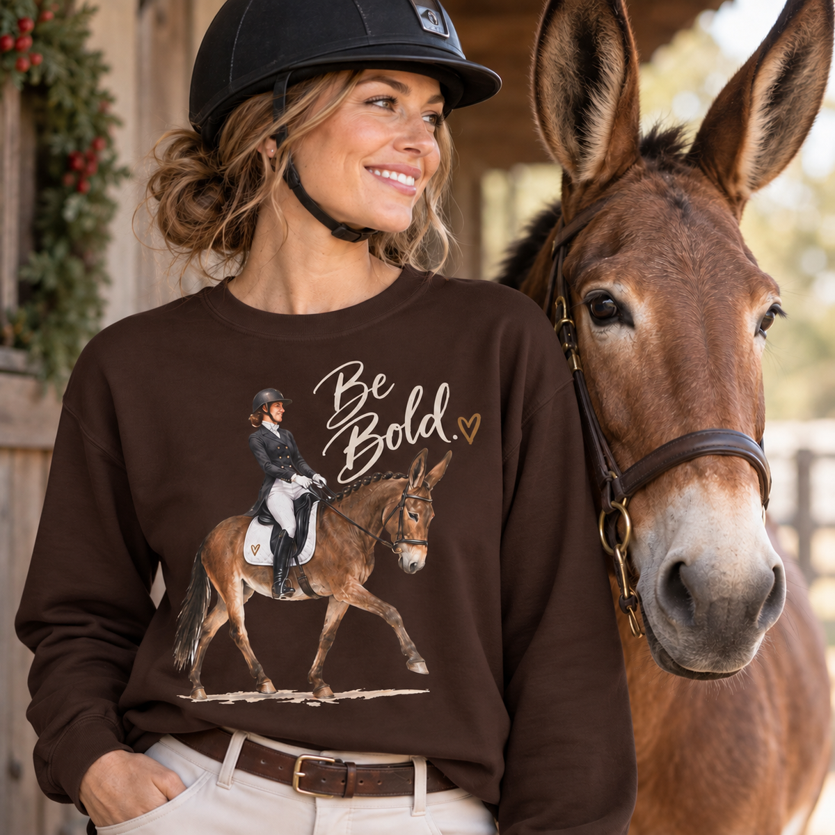 Mule Equestrian Sweatshirt – Be Bold Dressage Rider Crewneck