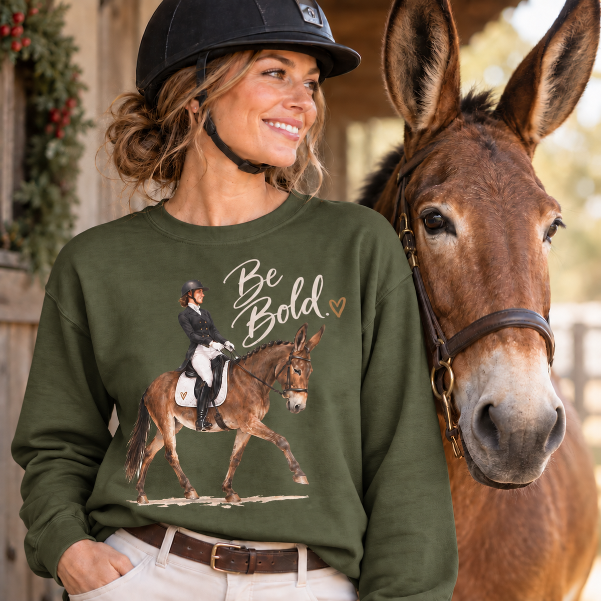 Mule Equestrian Sweatshirt – Be Bold Dressage Rider Crewneck