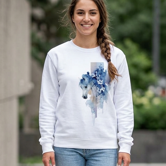 Watercolor Horse Long Sleeve Shirt – Oversized Equestrian Tee