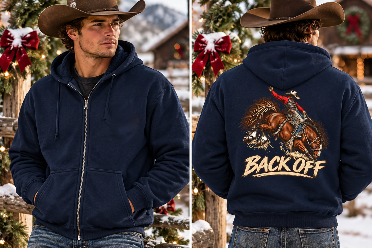 Back Off Rodeo Full Zip Hoodie – Bronc Rider Western Jacket
