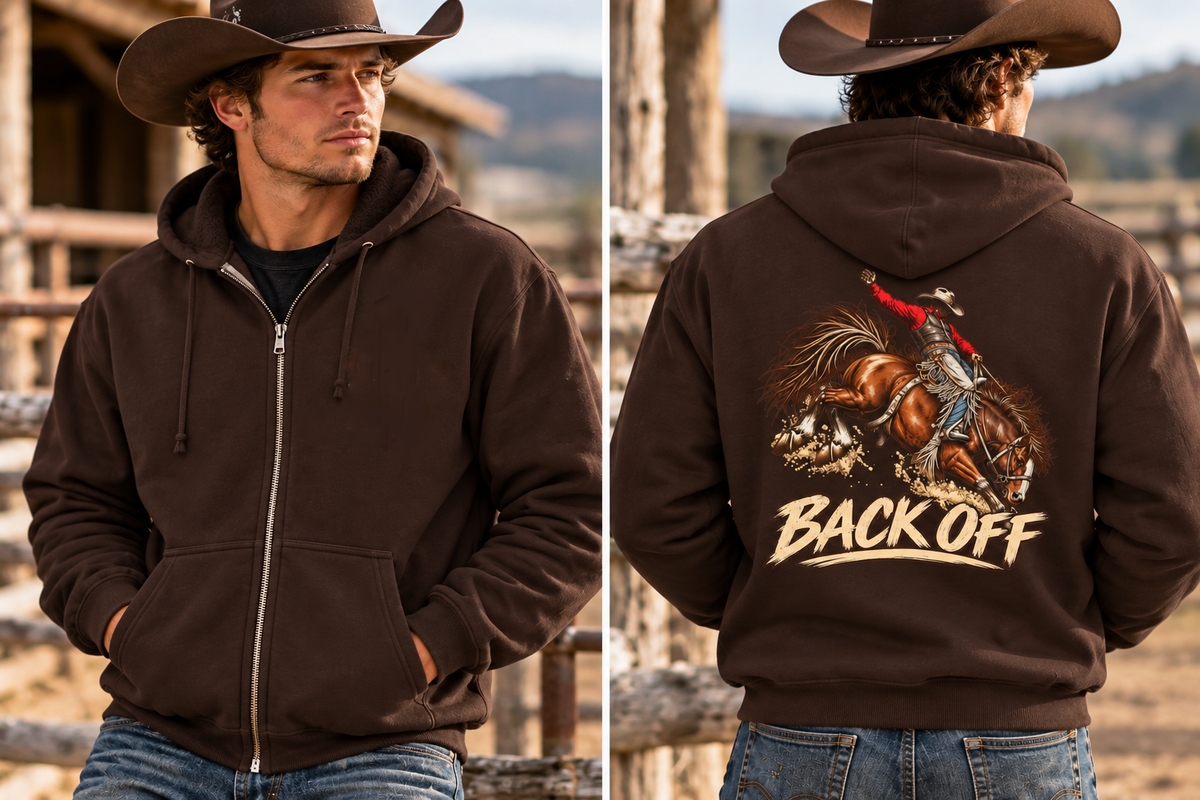 Back Off Rodeo Full Zip Hoodie – Bronc Rider Western Jacket