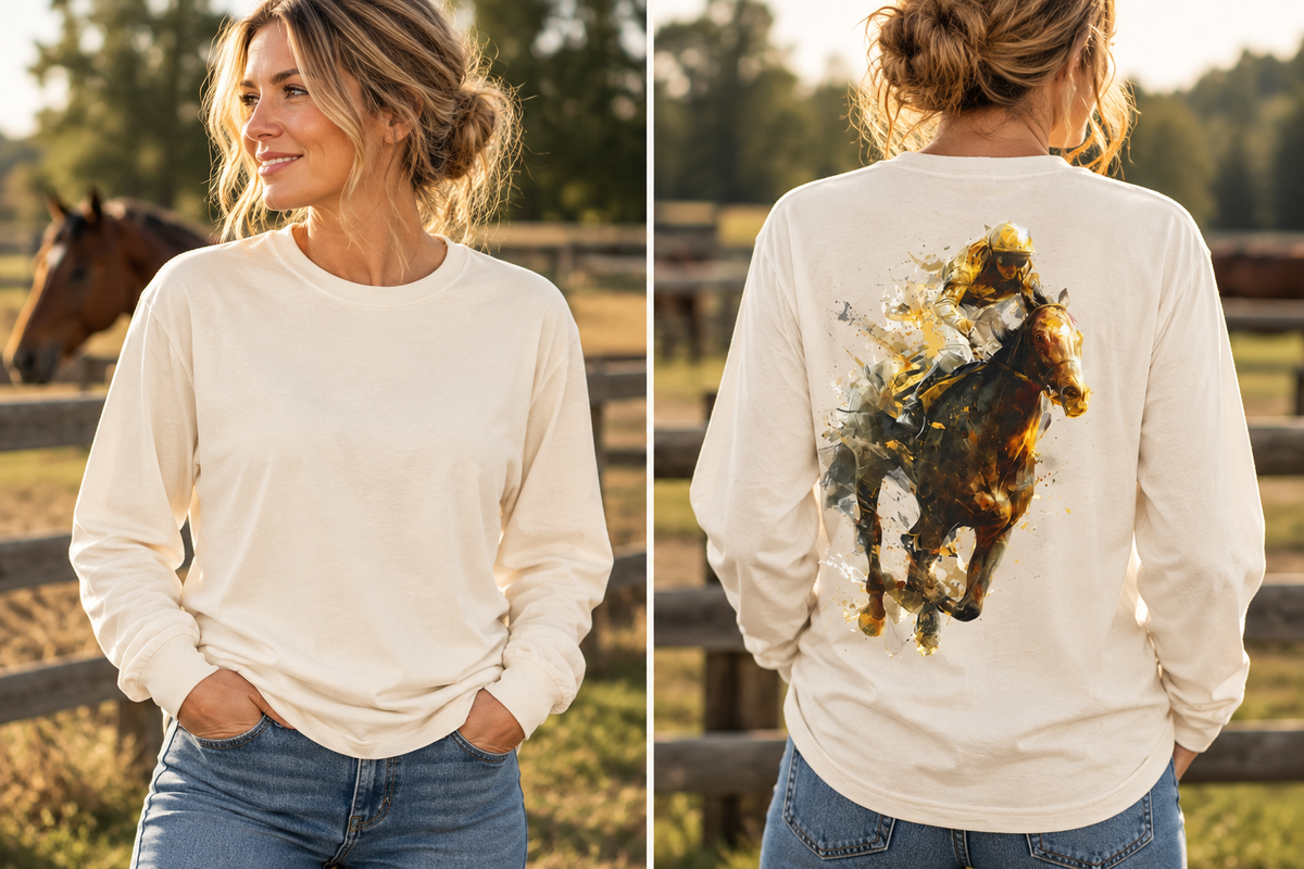 Horse Racing Long Sleeve Shirt | Thoroughbred Jockey Tee