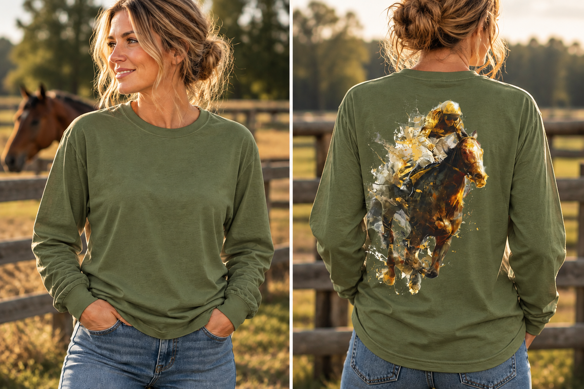 Horse Racing Long Sleeve Shirt | Thoroughbred Jockey Tee