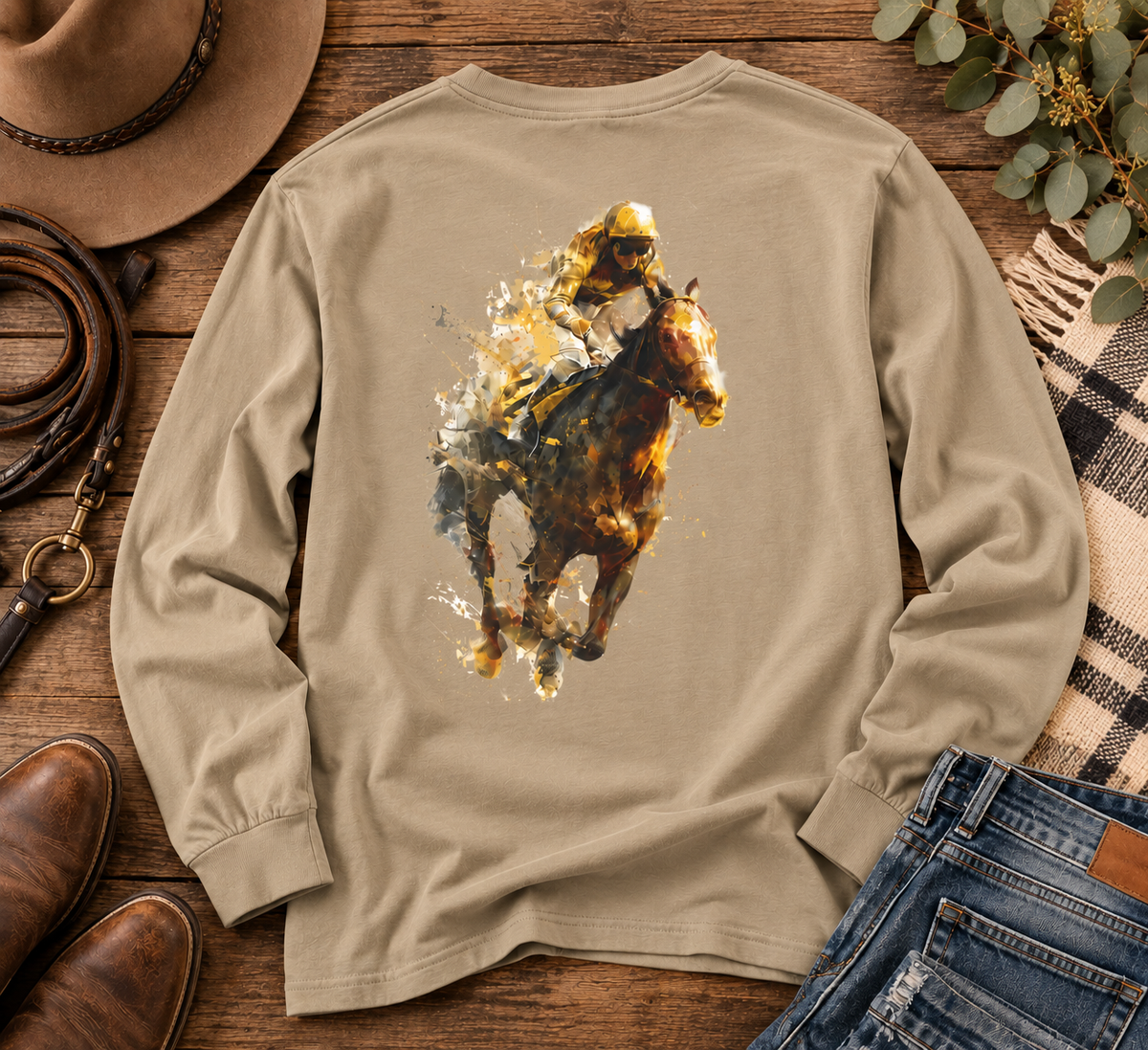 Horse Racing Long Sleeve Shirt | Thoroughbred Jockey Tee