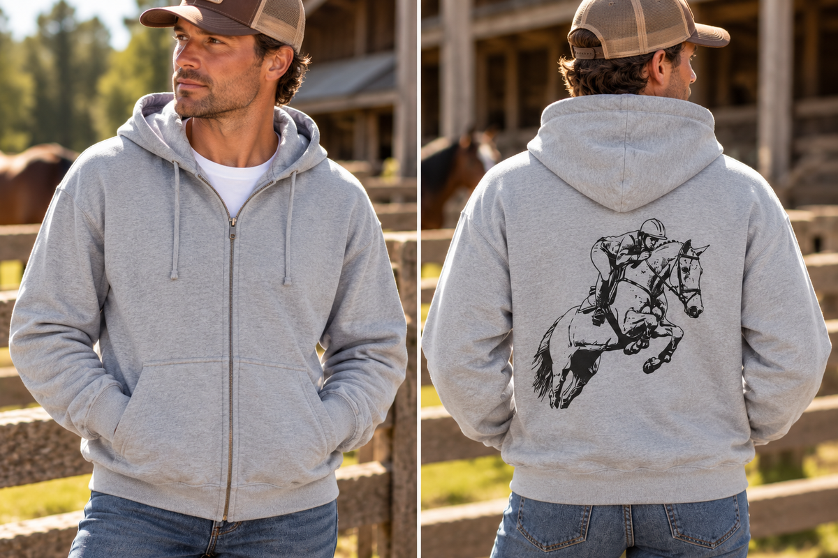 Hunter Jumper Horse Zip-Up Hoodie – Equestrian Jacket