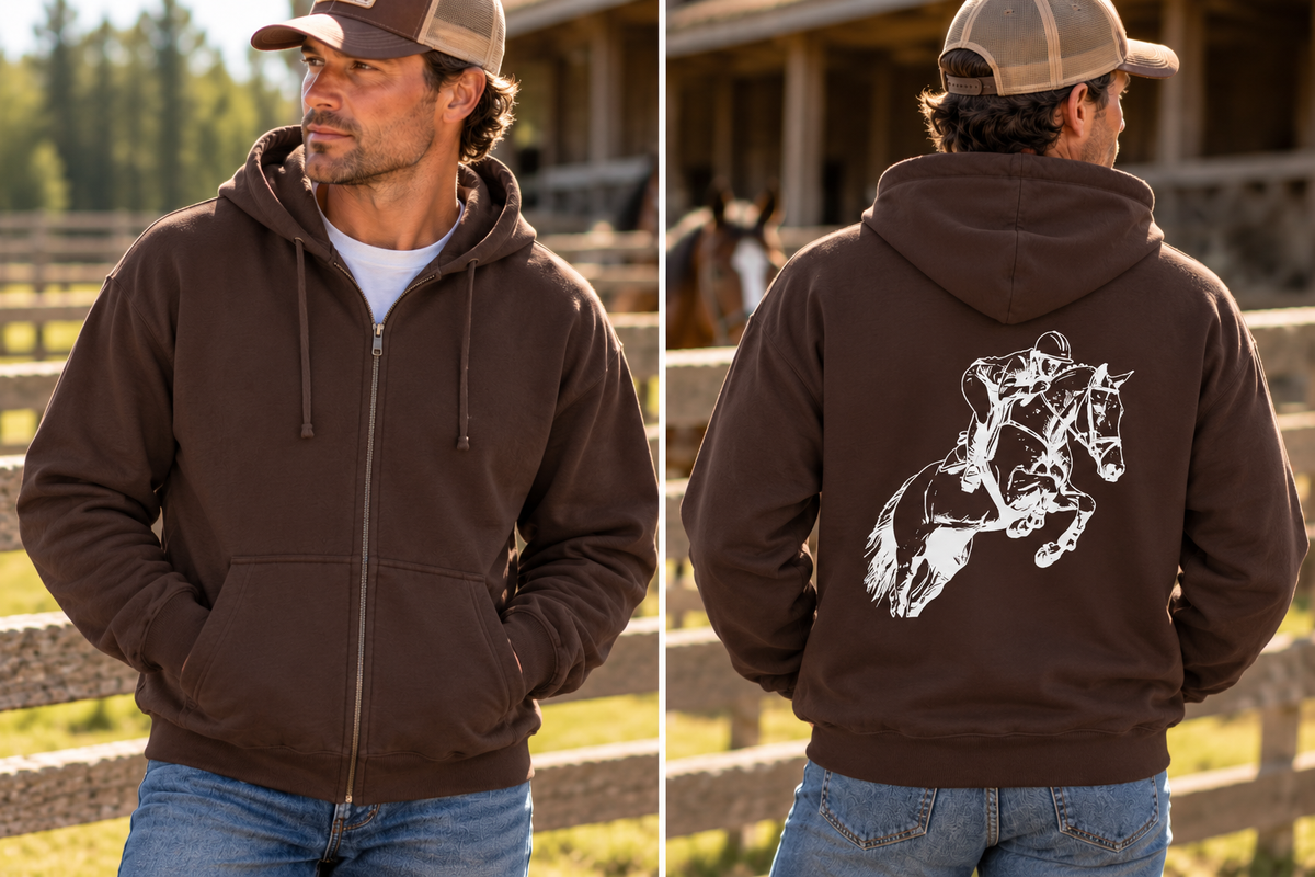 Hunter Jumper Horse Zip-Up Hoodie – Equestrian Jacket