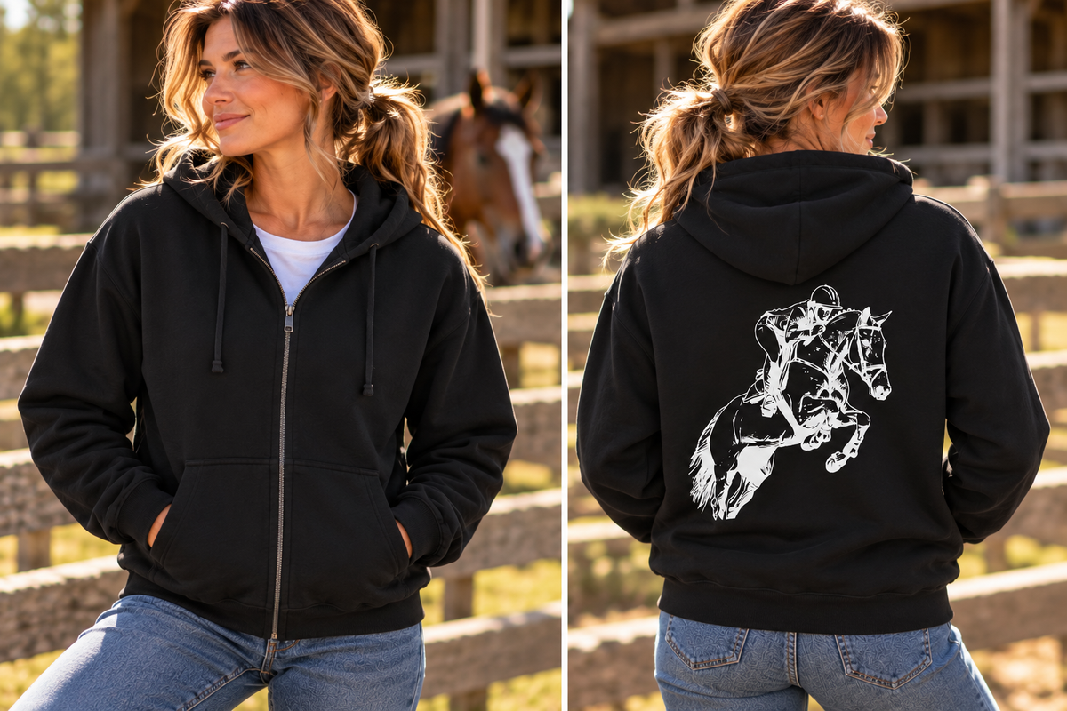 Hunter Jumper Horse Zip-Up Hoodie – Equestrian Jacket