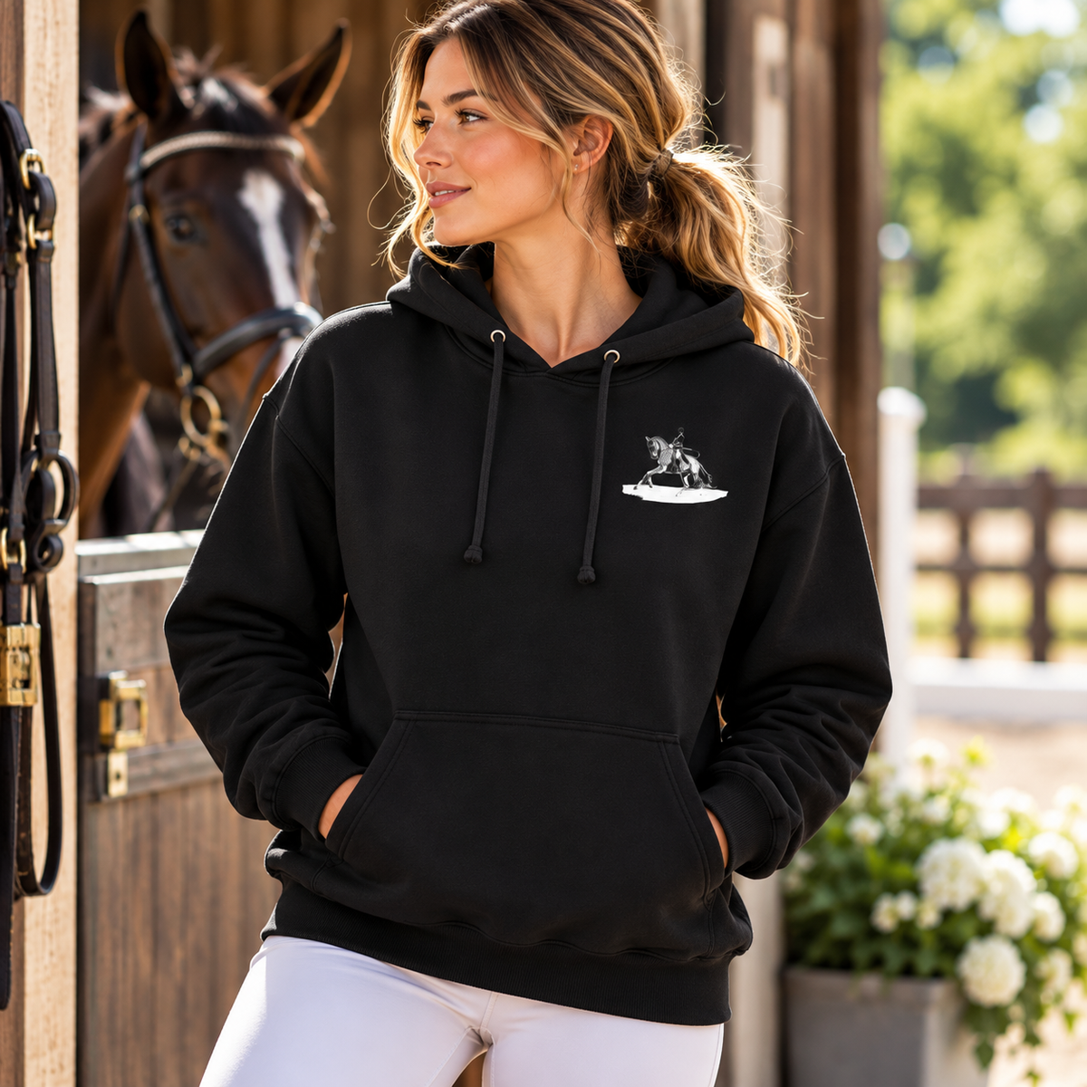 Dressage Horse Traditional Hoodie | Equestrian Pullover Sweatshirt | Horse Art Hoodie | Rider or Trainer Gift