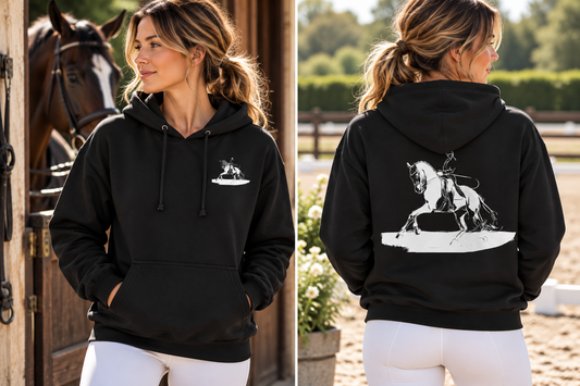 Dressage Horse Traditional Hoodie | Equestrian Pullover Sweatshirt | Horse Art Hoodie | Rider or Trainer Gift