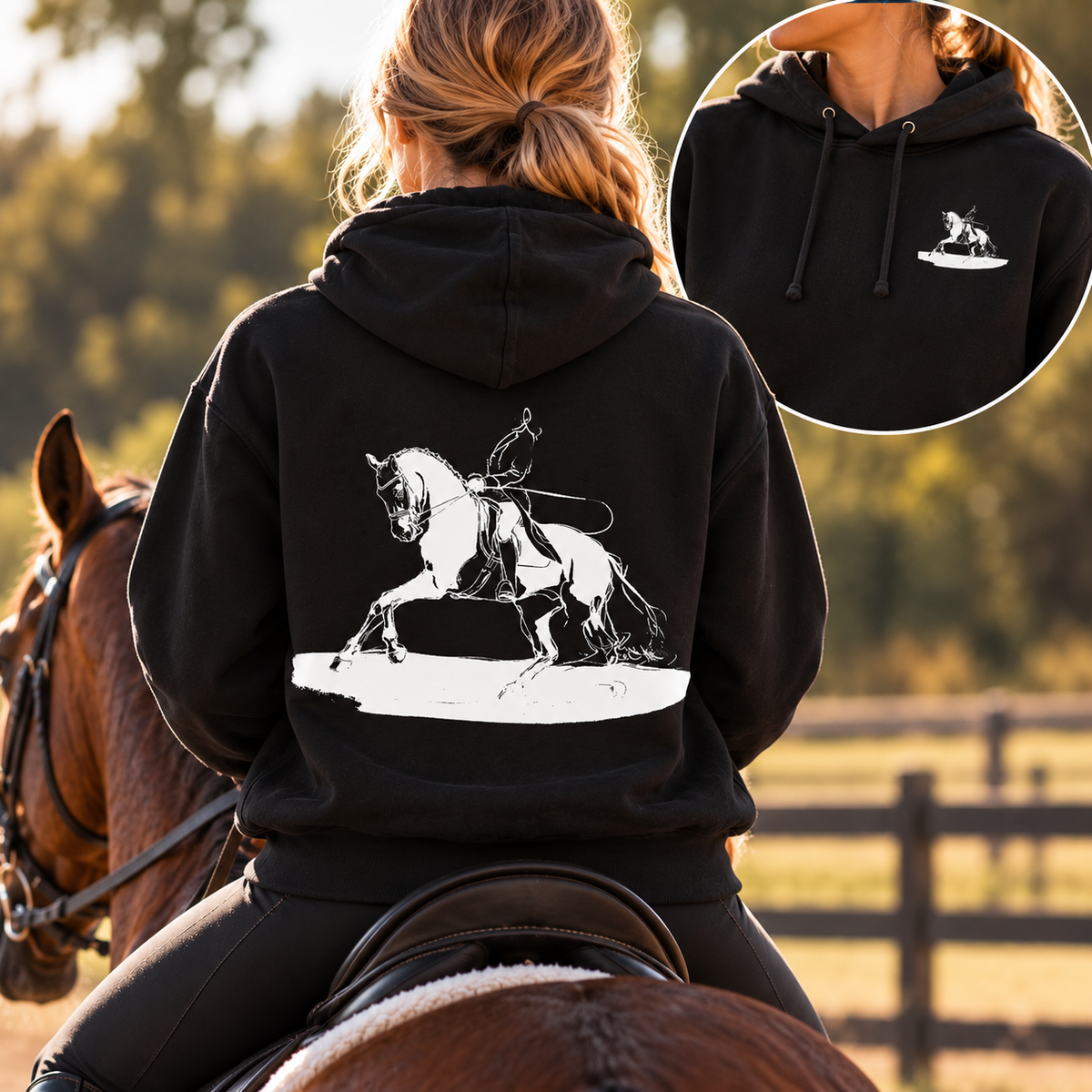 Dressage Horse Traditional Hoodie | Equestrian Pullover Sweatshirt | Horse Art Hoodie | Rider or Trainer Gift