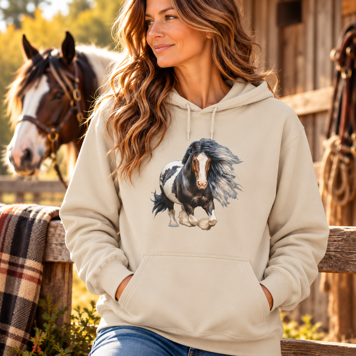 Gypsy Vanner Horse Hoodie – Running Vanner Watercolor Horse Sweatshirt