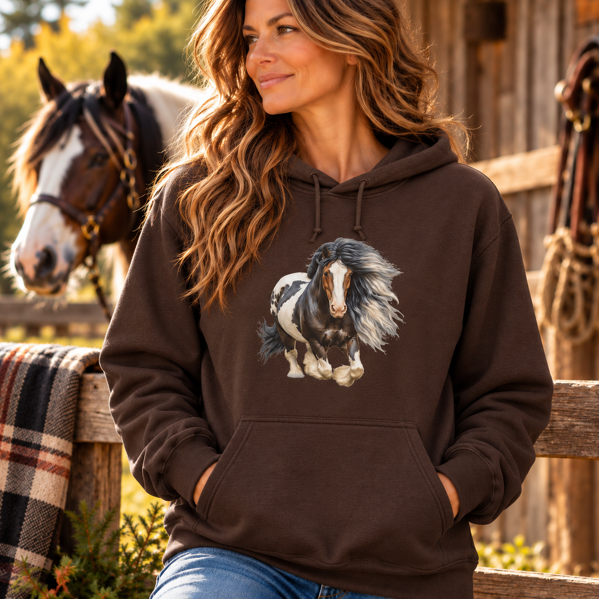 Gypsy Vanner Horse Hoodie – Running Vanner Watercolor Horse Sweatshirt