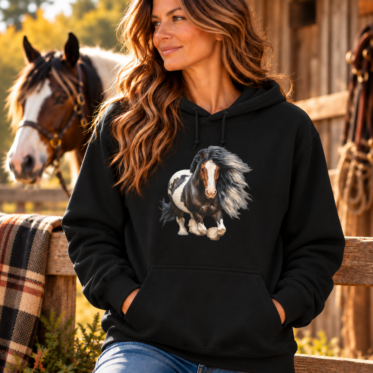 Gypsy Vanner Horse Hoodie – Running Vanner Watercolor Horse Sweatshirt