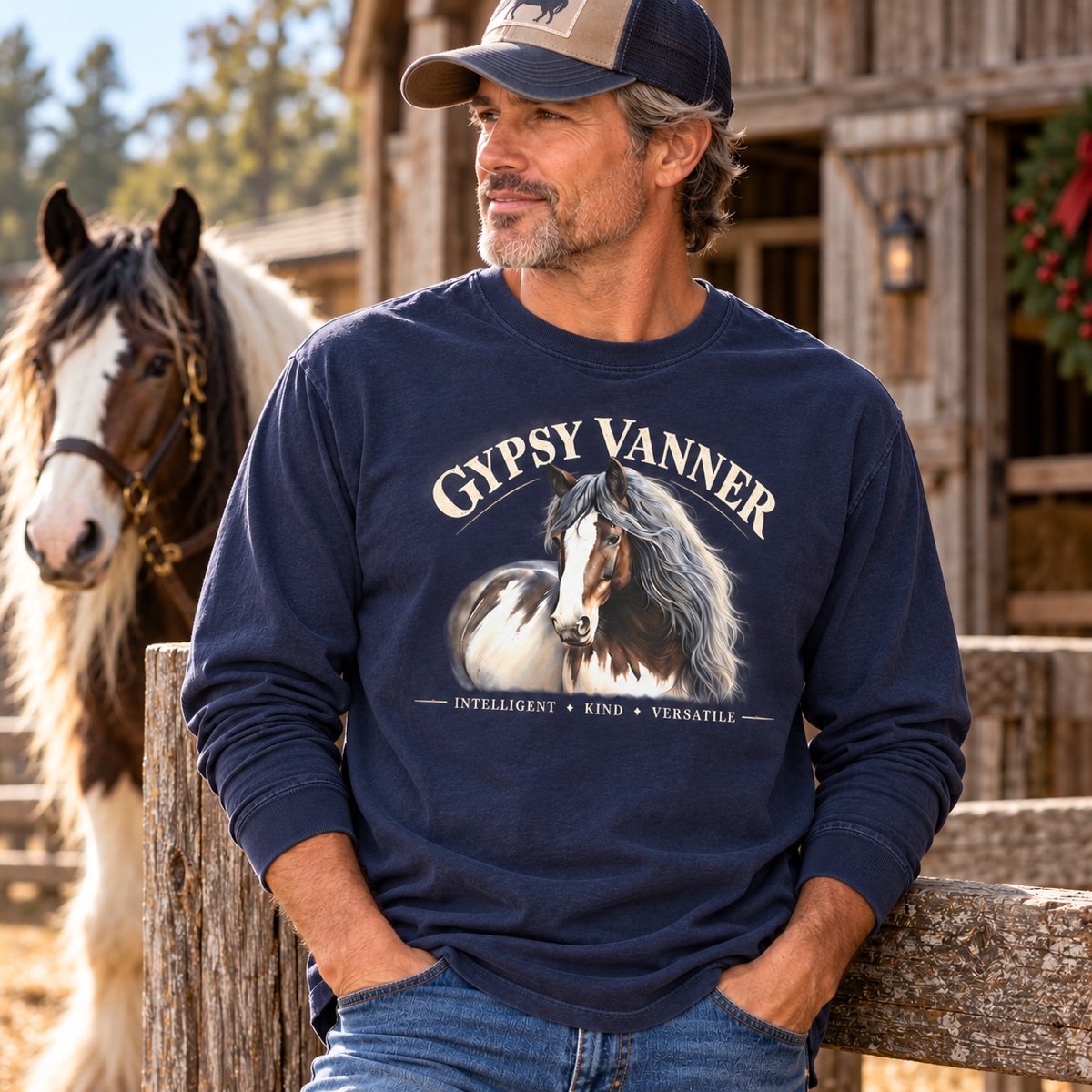 Gypsy Vanner Horse Comfort Colors Long Sleeve Shirt