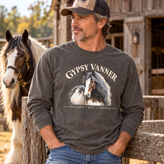 Gypsy Vanner Horse Comfort Colors Long Sleeve Shirt