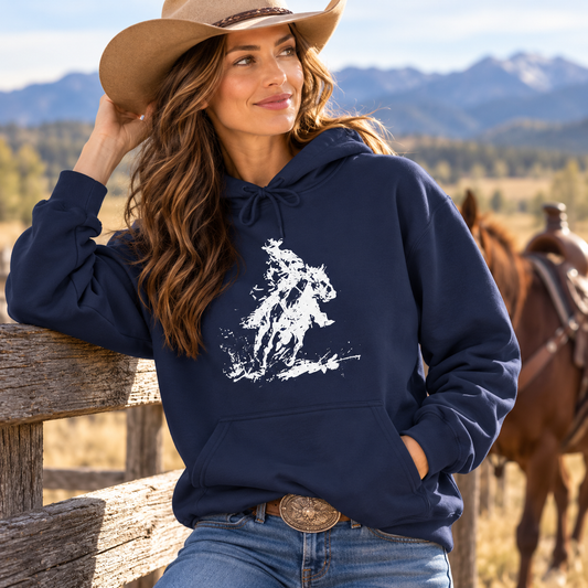 Western Horse Hoodie – Rodeo Rider Sketch Sweatshirt